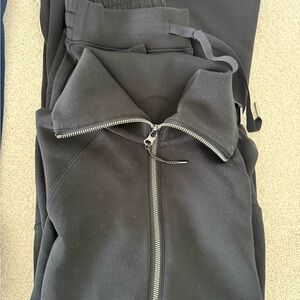 SPANX Essentials Quarter Zip Pullover & Black Wide Leg Pant Set